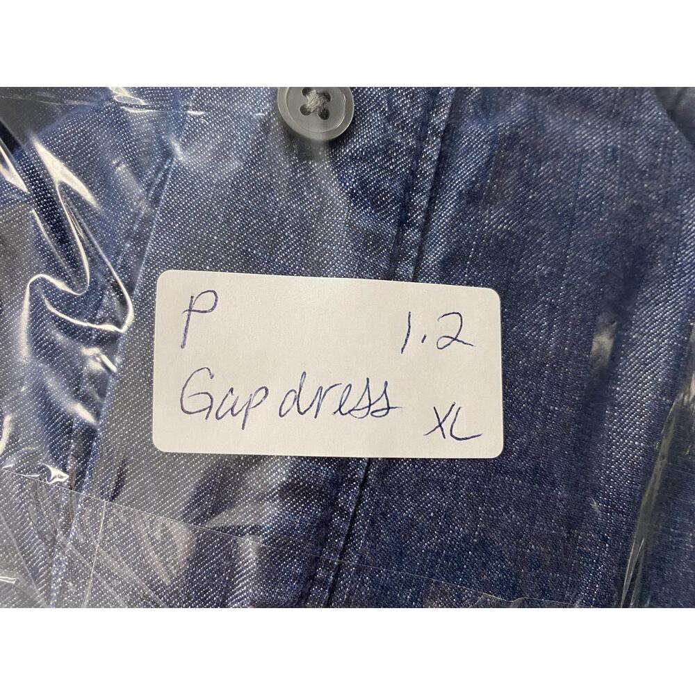 Gap Shirt Dress Womens XL Blue Chambray Tencel Cinched Waist Pockets Long Sleeve - Picture 16 of 16